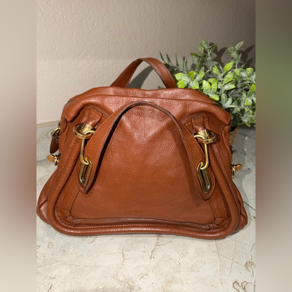 Chloe Brown Paraty Leather Shoulder Bag with Gold Hardware